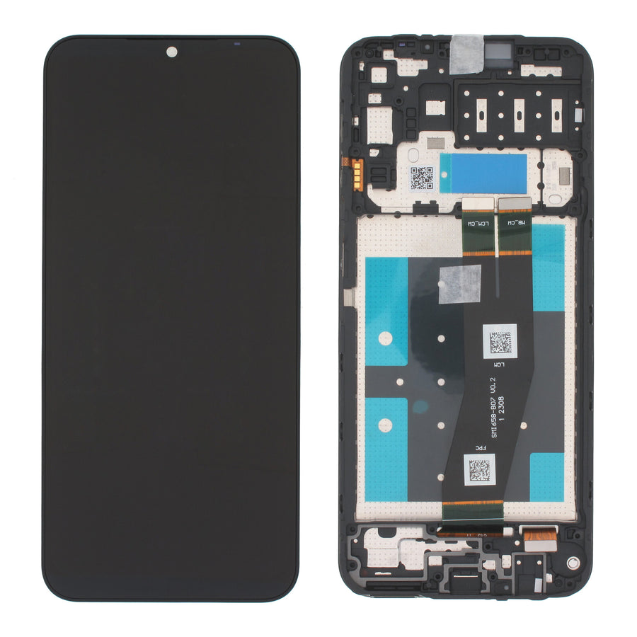 Samsung Galaxy A14 4G (SM-A145Rv1) Complete LCD with Frame in Black — Service Pack (SVC) [GH81-23540A]
