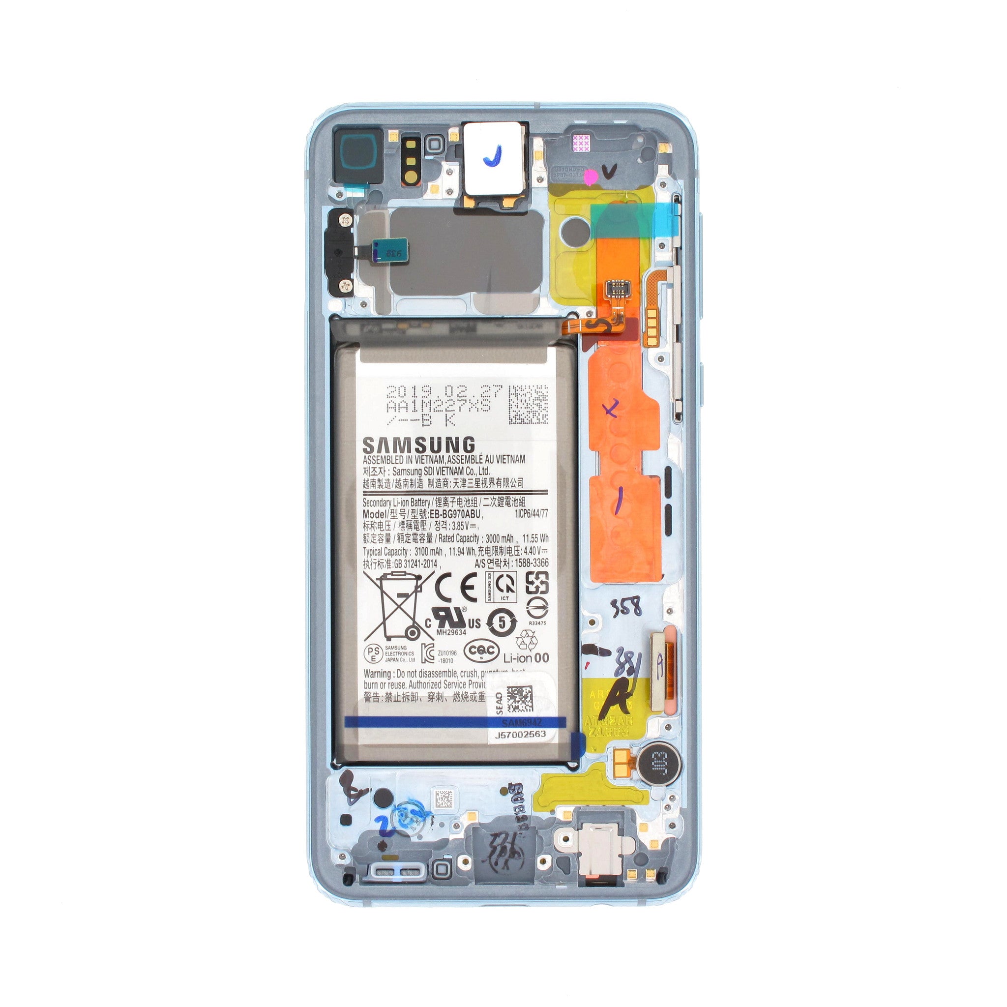 Samsung Galaxy S10e (SM-G970F) Complete LCD with Frame in Bl