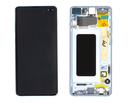 Samsung Galaxy S10 PLUS (SM-G975F) Complete LCD with Frame in Blue — Service Pack (SVC) [GH82-18834C]