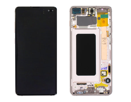 Samsung Galaxy S10 PLUS (SM-G975F) Complete LCD with Frame in Cer. Wht — Service Pack (SVC) [GH82-18834J]