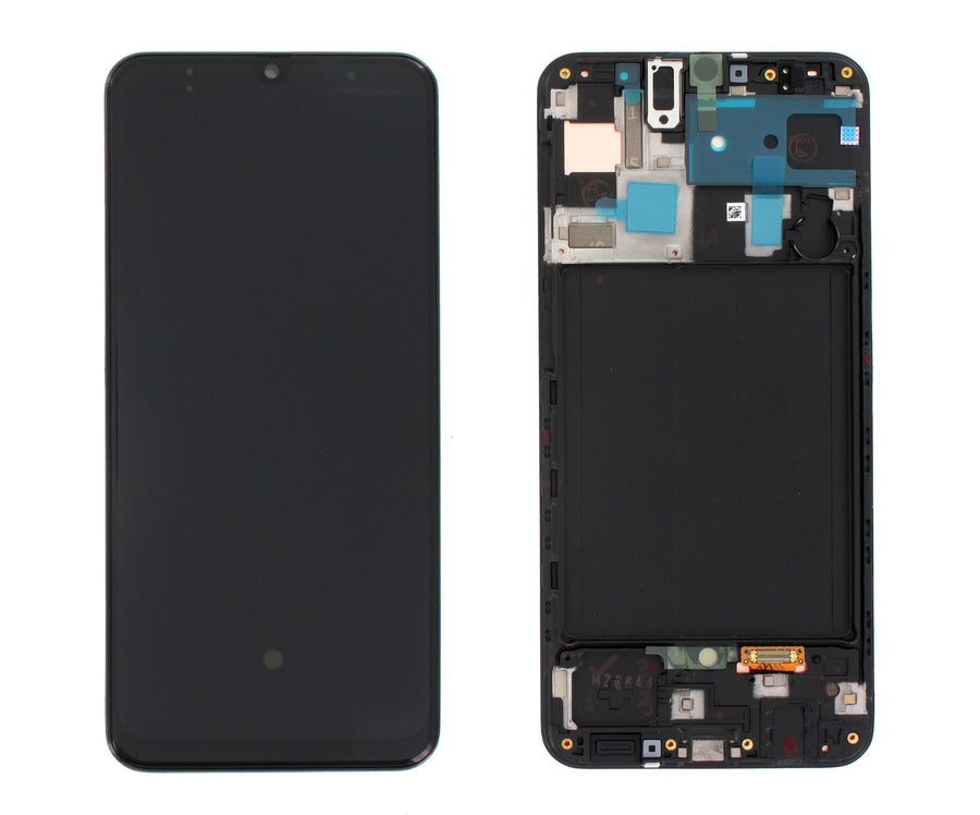 Samsung Galaxy A50 (SM-A505F) Complete LCD with Frame in Black — Service Pack (SVC) [GH82-19713A]
