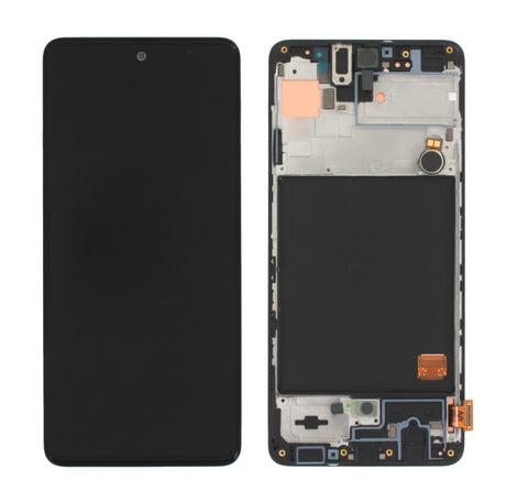 Samsung Galaxy A51 4G (SM-A515F) Complete LCD with Frame in Black — Service Pack (SVC) [GH82-22084A]