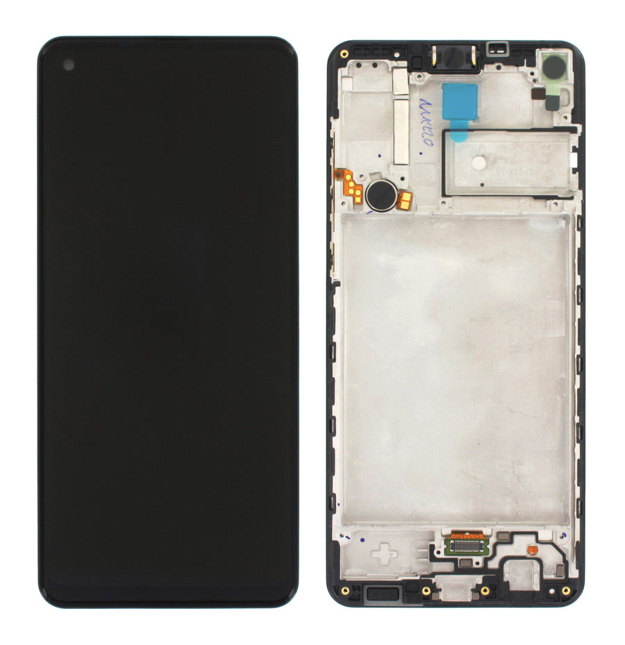 Samsung Galaxy A21s (SM-A217F) Complete LCD with Frame in Black — Service Pack (SVC) [GH82-23089A]