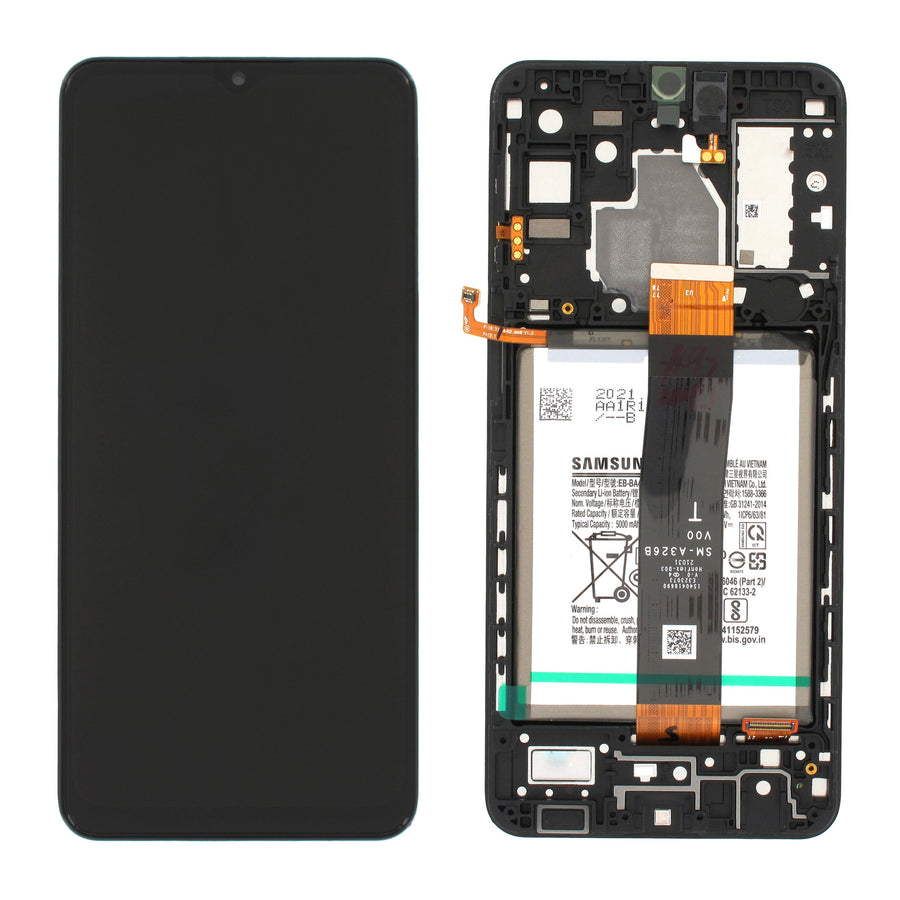 Samsung Galaxy A32 5G KIT (SM-A326B) Complete LCD with Frame in Black — Service Pack (SVC) [GH82-25454A]