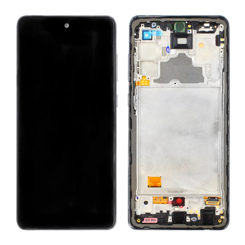 Samsung Galaxy A72 (SM-A726B) Complete LCD with Frame in Black — Service Pack (SVC) [GH82-25849A]