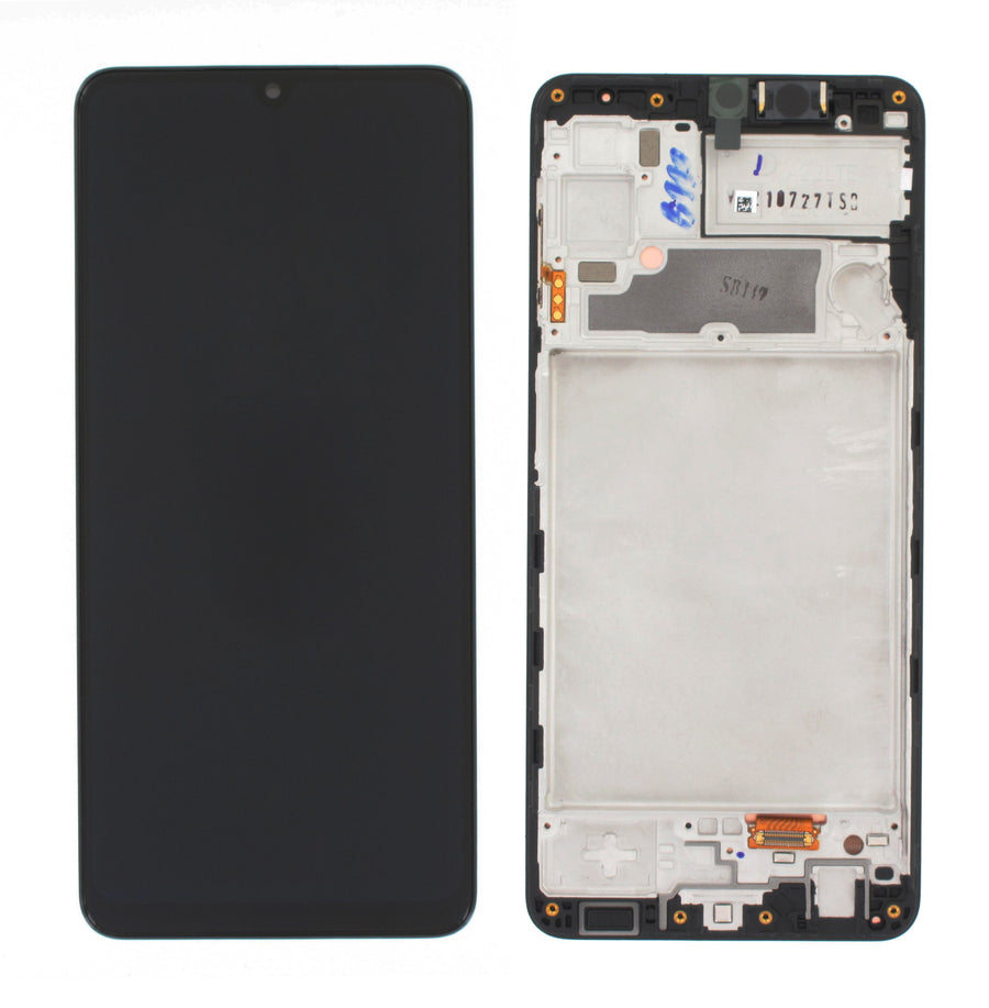 Samsung Galaxy A22 4G (SM-A225F) Complete LCD with Frame in Black — Service Pack (SVC) [GH82-26047A]