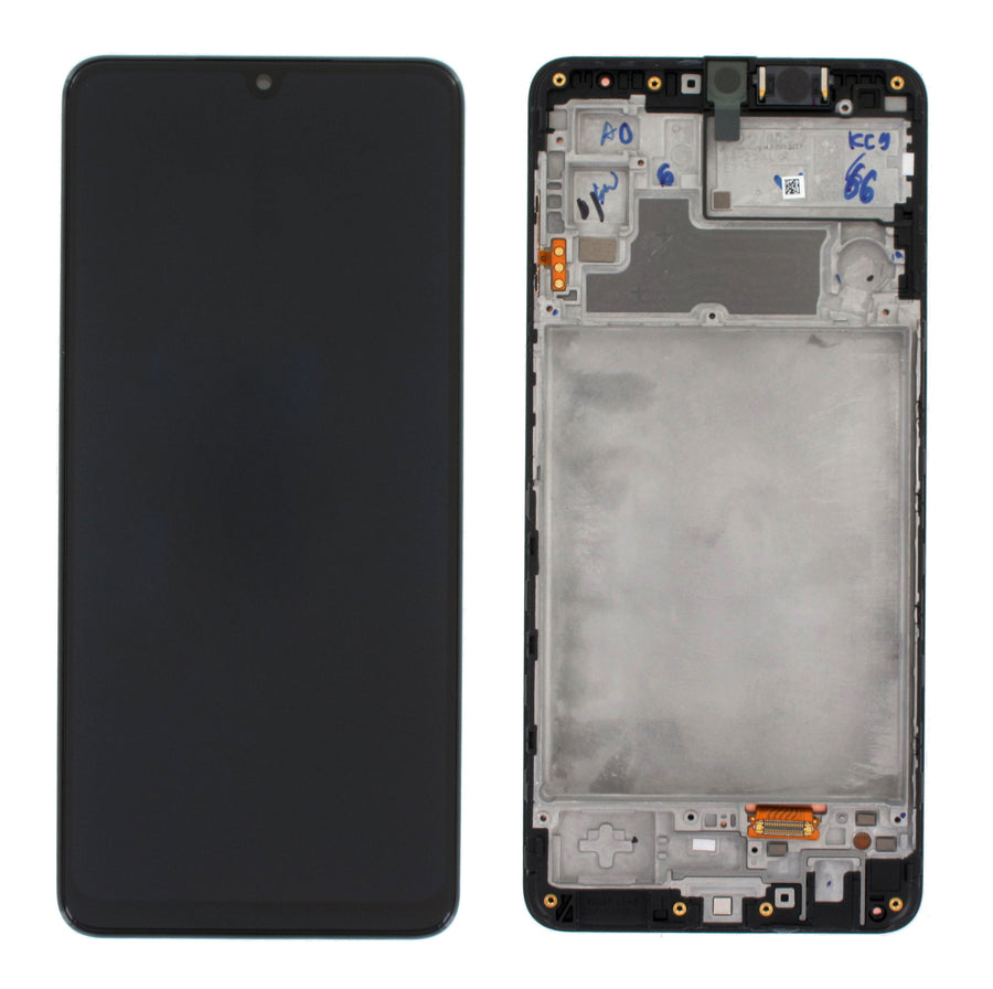 Samsung Galaxy M22 (SM-M225) Complete LCD with Frame in Black — Service Pack (SVC) [GH82-26153A]