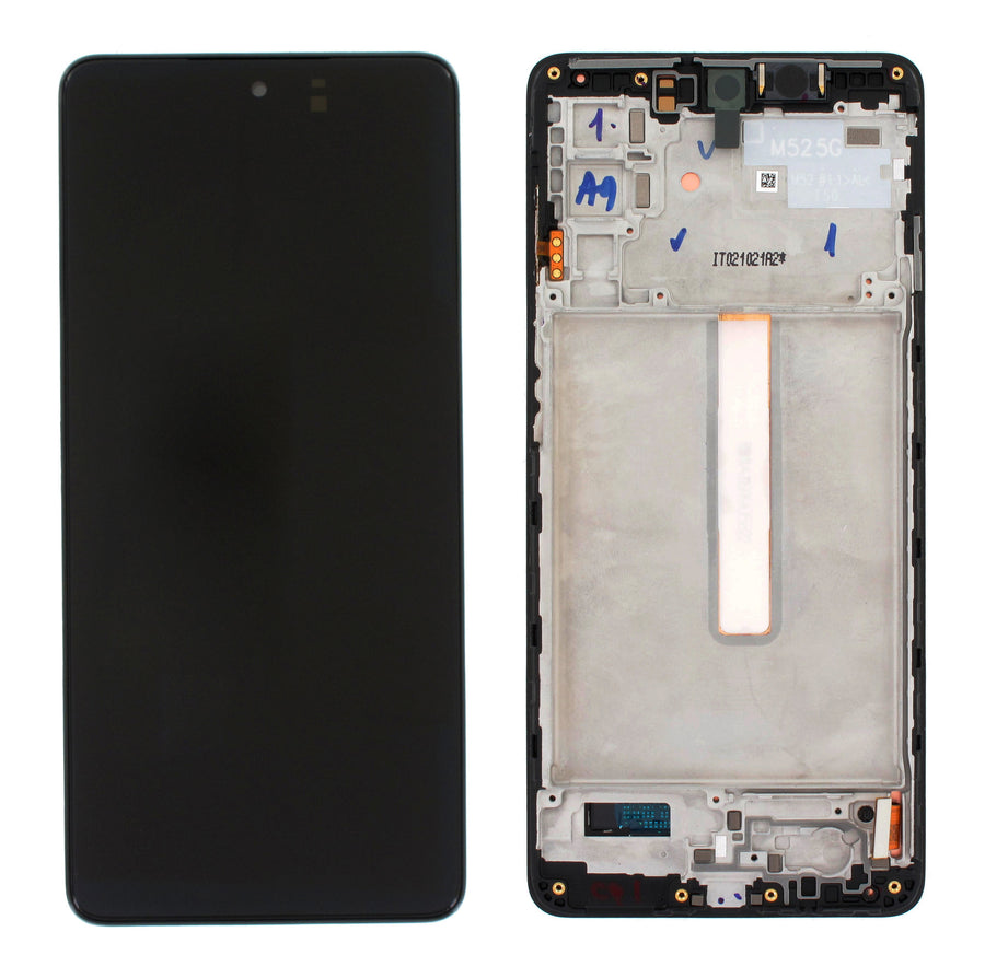 Samsung Galaxy M52s UK (SM-M526B) Complete LCD with Frame in Black — Service Pack (SVC) [GH82-27091A]