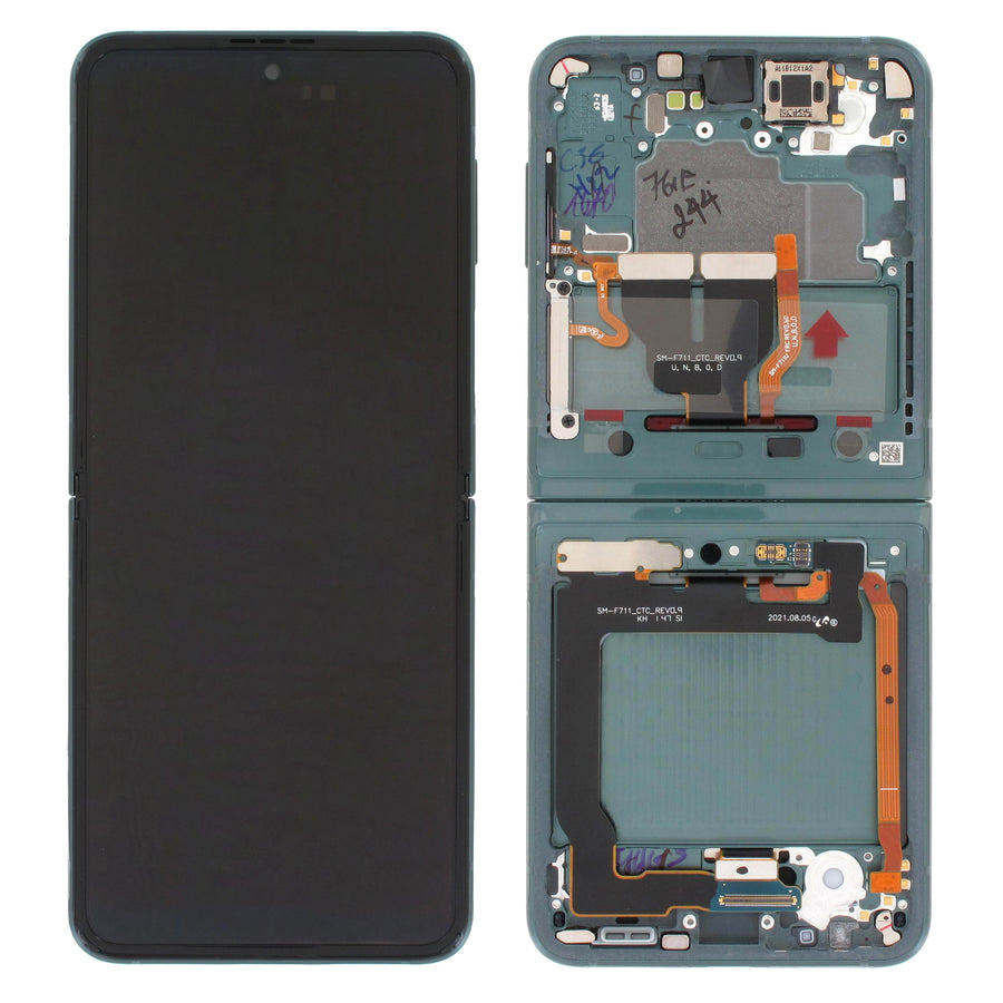 Samsung Galaxy FLIP 3 MAIN (SM-F711) Complete LCD with Frame in Green — Service Pack (SVC) [GH82-27243C]