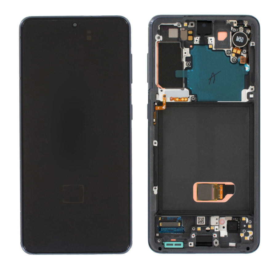 Samsung Galaxy S21 (SM-G991B) Complete LCD with Frame in Gray — Service Pack (SVC) [GH82-27255A]