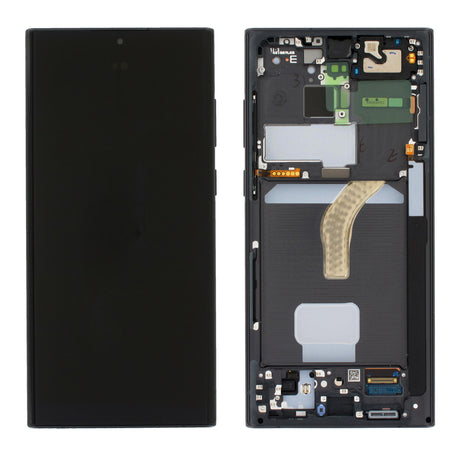 Samsung Galaxy S22 ULTRA (SM-S908B) Complete LCD with Frame in Black — Service Pack (SVC) [GH82-27489A]