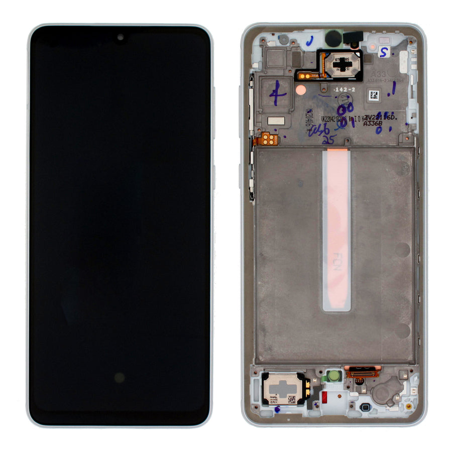 Samsung Galaxy A33 (SM-A336B) Complete LCD with Frame in White — Service Pack (SVC) [GH82-28144B]