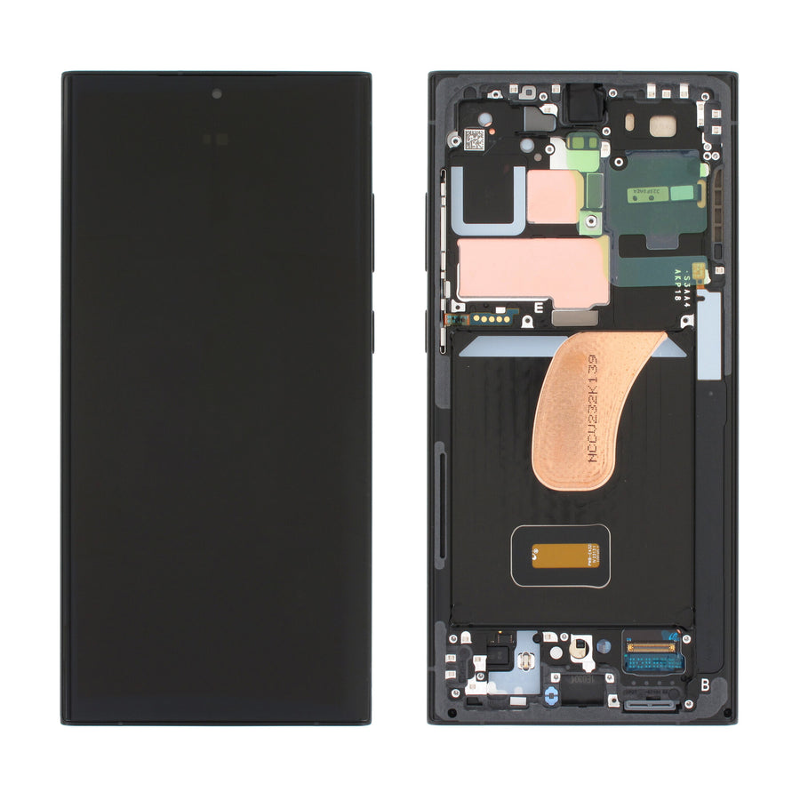 Samsung Galaxy S23 ULTRA (SM-S918B) Complete LCD with Frame in Grey/Red — Genuine PreAssembled (GPA) [GH82-30465E]