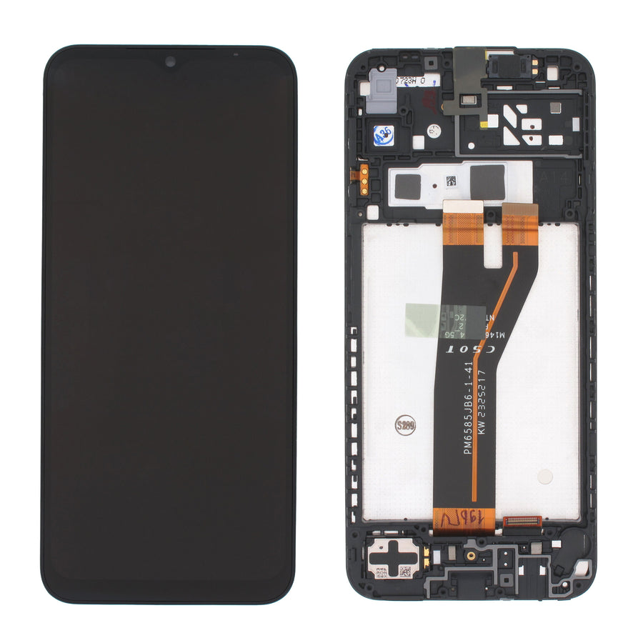 Samsung Galaxy A14 4G NON EU (SM-A145Fv2) Complete LCD with Frame in Black — Service Pack (SVC) [GH82-31185A]