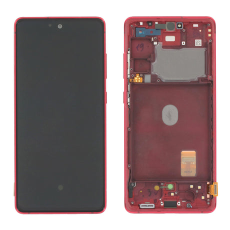 Samsung Galaxy S20 FE 5G (SM-G781F) Complete LCD with Frame in Red — Service Pack (SVC) [GH82-31321E]