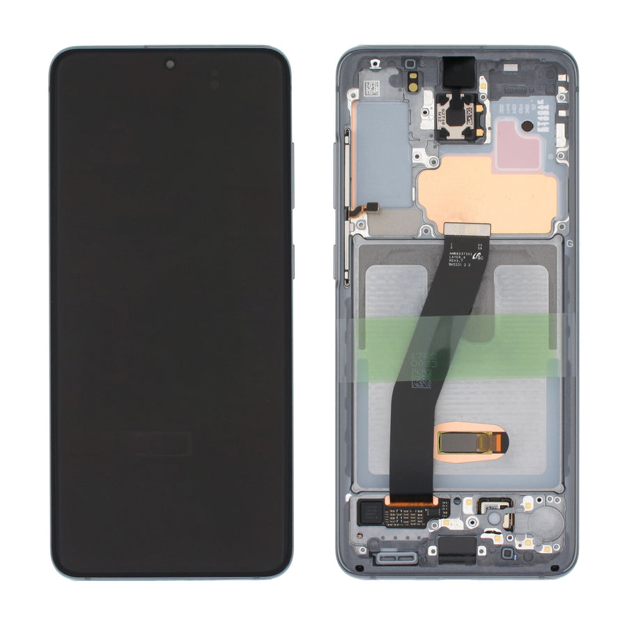 Samsung Galaxy S20 (SM-G981B) Complete LCD with Frame in Gray — Service Pack (SVC) [GH82-31433A]