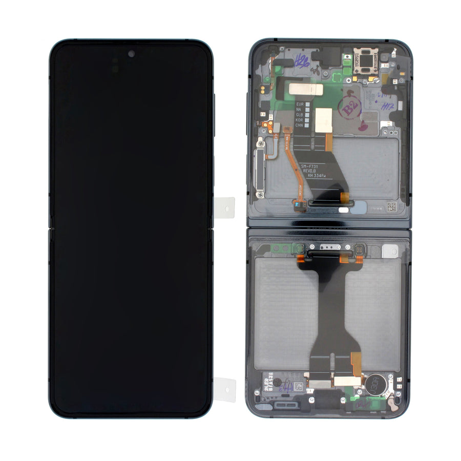 Samsung Galaxy FLIP 5 MAIN (SM-F731) Complete LCD with Frame in Black — Service Pack (SVC) [GH82-31828A]