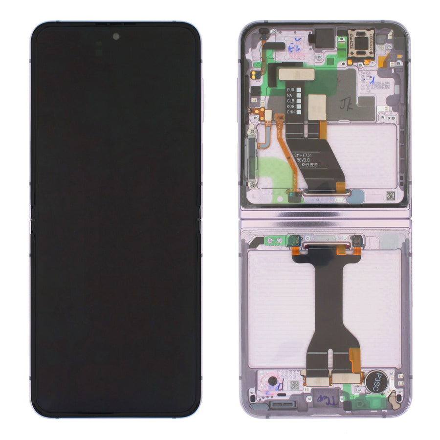 Samsung Galaxy FLIP 5 MAIN (SM-F731) Complete LCD with Frame in Lavender — Service Pack (SVC) [GH82-31828C]