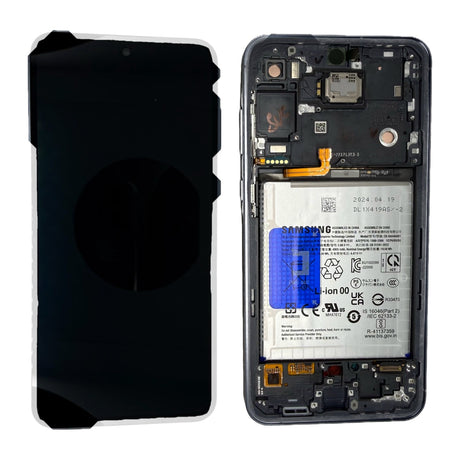 Samsung Galaxy A55 (SM-A556B) Complete LCD with Frame in Black — Service Pack (SVC) [GH82-34307A KIT]