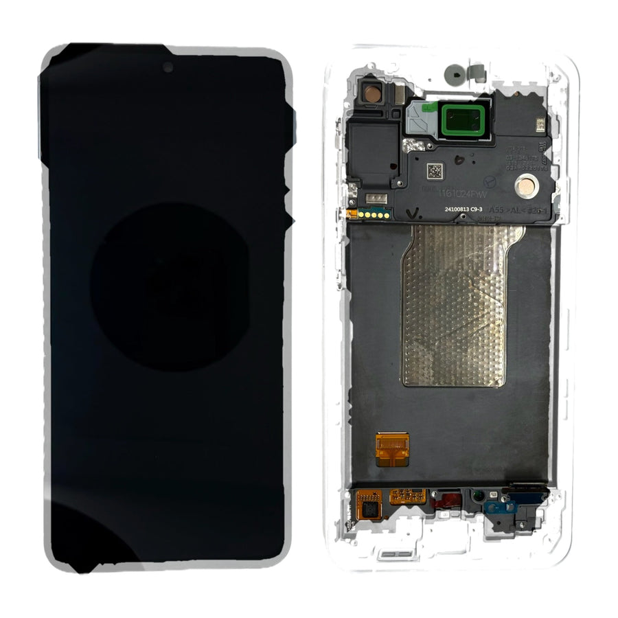 Samsung Galaxy A55 (SM-A556B) Complete LCD with Frame in Blue — Genuine PreAssembled (GPA) [GH82-34307B-GPA]
