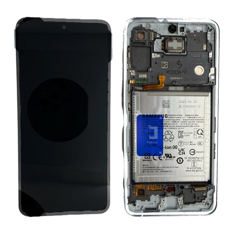 Samsung Galaxy A55 (SM-A556B) Complete LCD with Frame in Blue — Service Pack (SVC) [GH82-34307B KIT]