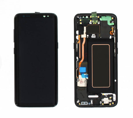Samsung Galaxy S8 (SM-G950F) Complete LCD with Frame in Black — Service Pack (SVC) [GH97-20473A]