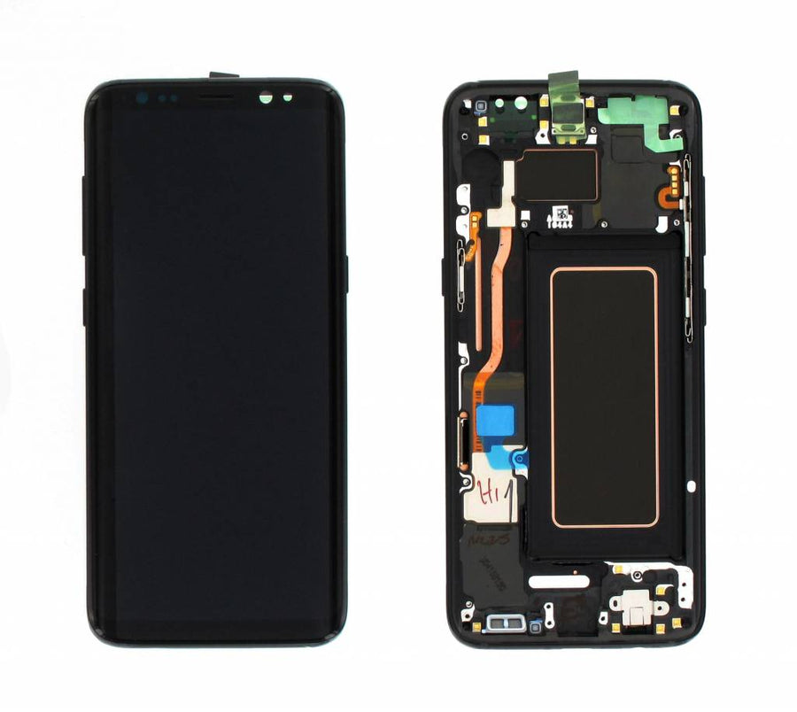 Samsung Galaxy S8 (SM-G950F) Complete LCD with Frame in Black — Service Pack (SVC) [GH97-20473A]