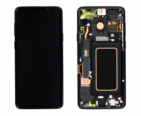 Samsung Galaxy S9 PLUS (SM-G965F) Complete LCD with Frame in Black — Service Pack (SVC) [GH97-21692A]