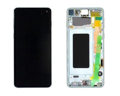 Samsung Galaxy S10 (SM-G973F) Complete LCD with Frame in Green — Service Pack (SVC) [GH82-18850E]