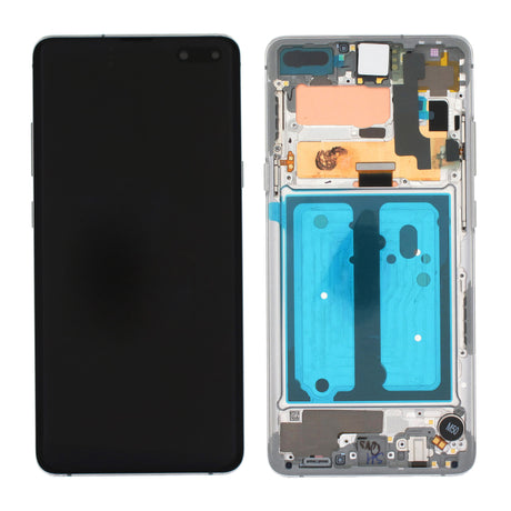 Samsung Galaxy S10 5G (SM-G977B) Complete LCD with Frame in Silver — Service Pack (SVC) [GH82-20442A]