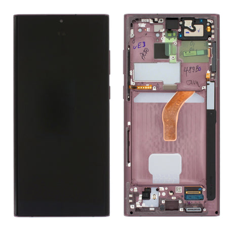 Samsung Galaxy S22 ULTRA (SM-S908B) Complete LCD with Frame in Burgundy — Service Pack (SVC) [GH82-27488B]