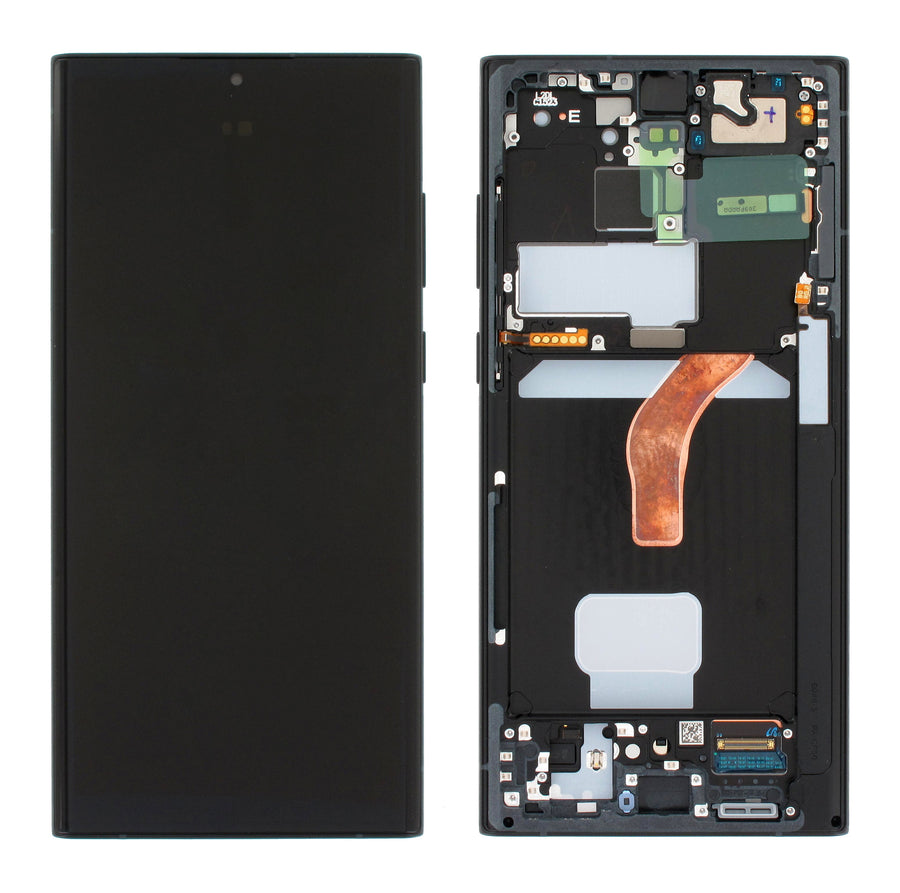 Samsung Galaxy S22 ULTRA (SM-S908B) Complete LCD with Frame in Graphite — Service Pack (SVC) [GH82-27488E]