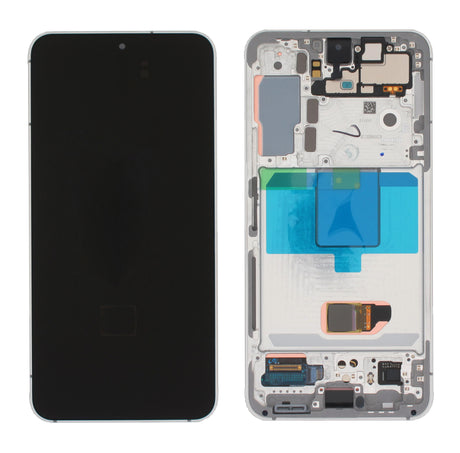 Samsung Galaxy S22 (SM-S901B) Complete LCD with Frame in White — Service Pack (SVC) [GH82-27520B]