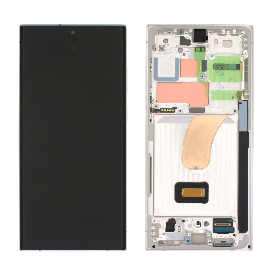Samsung Galaxy S23 ULTRA (SM-S918B) Complete LCD with Frame in Beige/White — Genuine PreAssembled (GPA) [GH82-30465B]