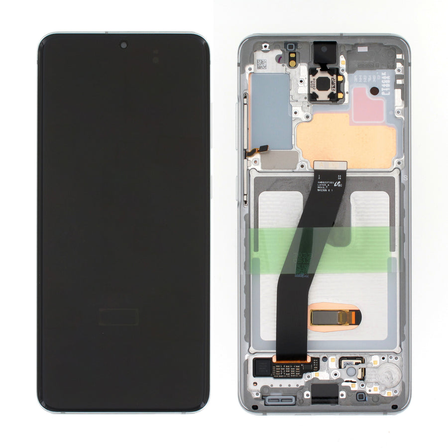 Samsung Galaxy S20 (SM-G981B) Complete LCD with Frame in White — Service Pack (SVC) [GH82-31432B]