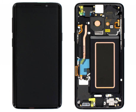 Samsung Galaxy S9 (SM-G960F) Complete LCD with Frame in Black — Service Pack (SVC) [GH97-21696A]
