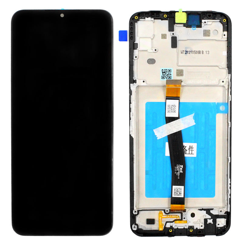 Samsung Galaxy A22 5G (SM-A226B) Complete LCD with Frame in Black — Service Pack (SVC) [GH81-20694A]