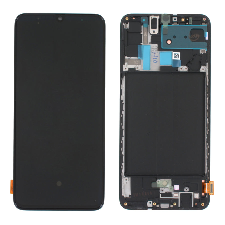Samsung Galaxy A70 (SM-A705F) Complete LCD with Frame in Black — Service Pack (SVC) [GH82-19747A]