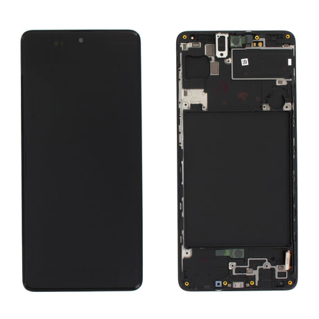 Samsung Galaxy A71 (SM-A715F) Complete LCD with Frame in Black — Service Pack (SVC) [GH82-22152A]