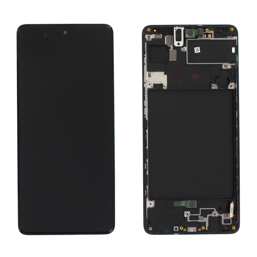 Samsung Galaxy A71 (SM-A715F) Complete LCD with Frame in Black — Service Pack (SVC) [GH82-22152A]