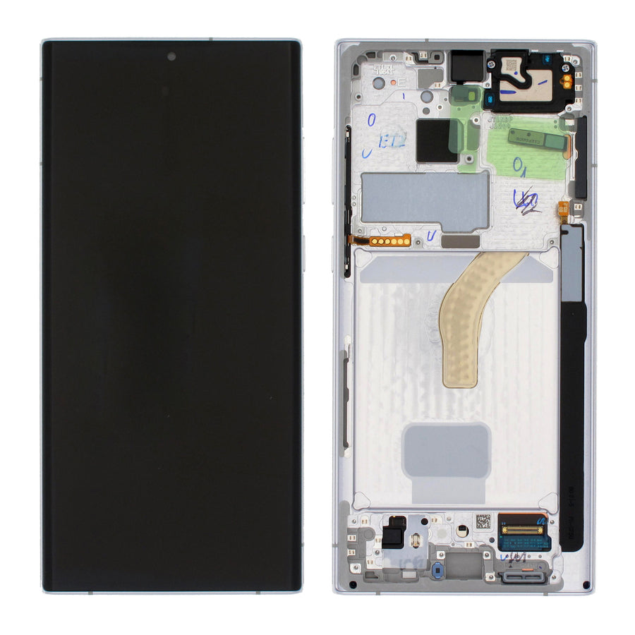 Samsung Galaxy S22 ULTRA (SM-S908B) Complete LCD with Frame in White — Service Pack (SVC) [GH82-27488C]