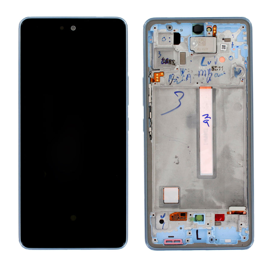 Samsung Galaxy A53 (SM-A536B) Complete LCD with Frame in Blue — Service Pack (SVC) [GH82-28024C]
