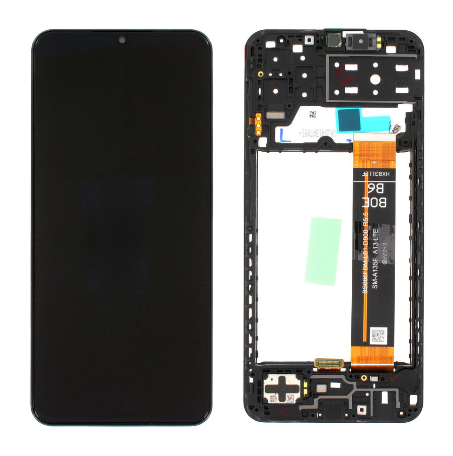 Samsung Galaxy A13 4G (SM-A135F) Complete LCD with Frame in Black — Service Pack (SVC) [GH82-28508A]