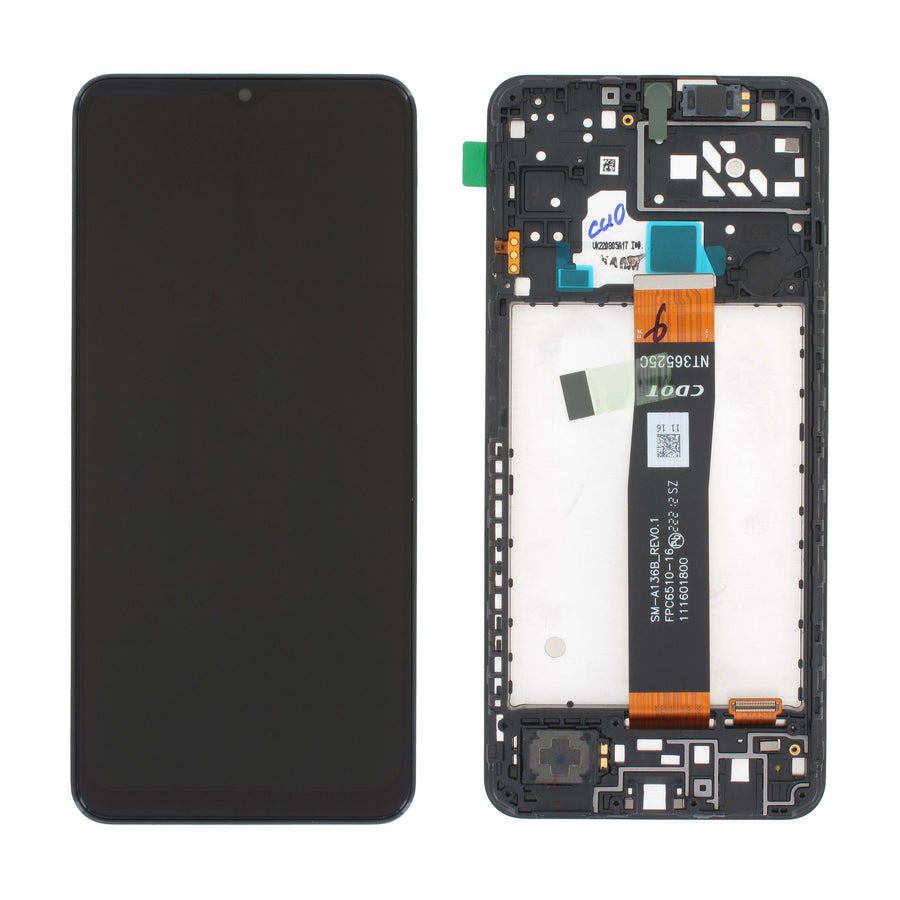 Samsung Galaxy A04s (SM-A047) Complete LCD with Frame in Black — Service Pack (SVC) [GH82-29805A]